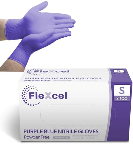 FleXcel Powder Free Nitrile Gloves - Medical-Grade, Latex-Free, Food Safe (Box of 100)