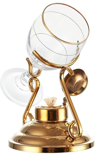Présentoir à whisky avec verre à café irlandais plaqué or, cristal pour la maison, présentoir en métal pour boissons