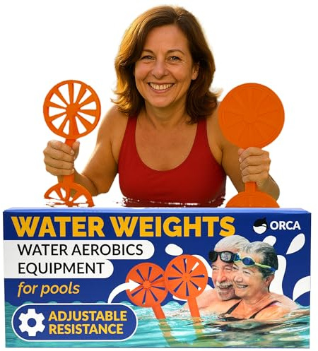 Pool Paddle Water Aerobics Equipment | Adjustable Resistance Pool Exercise Equipment for Adults, Swim Paddles Water Weights Dumbbells for Aquatic Exercise, Aqua Weights for Men & Women Workout Gear