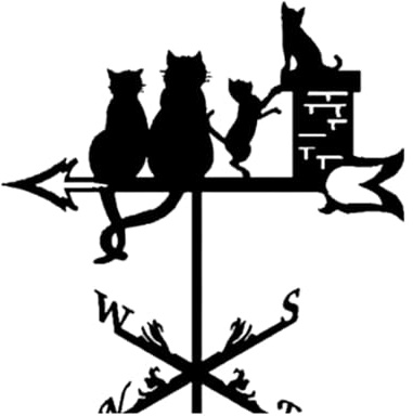 KiBcsLic Cat Metal Weathervane Roof Mount Decorative Weathercock for Garden Deck Lawn
