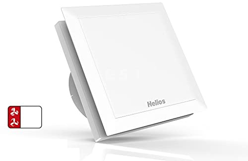 Helios Badlüfter mit Nachlaufsteuerung, Feuchtesteuerung, Bewegungsmelder weiß zur Belüftung in Bad und WC gegen Feuchtigkeit und Schimmel, 100 mm Durchmesser (mit Nachlauf- und Intervallbetrieb)