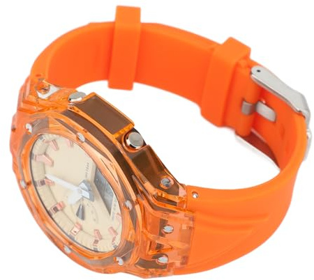 Generic Reloj Digital de Pulsera, Temporizador de Cuenta Regresiva Impermeable Reloj Case Transparente para Al Aire Libre (Orange)