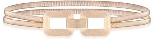 CIATBYYJ Elegant Dünne Doppelring Taillengürtel, Gold Gürtel Gold Damen, Skinny Retro Dünne Doppelring Gürtel, Elastisch Kettengürtel mit Frontschnalle, Modegürtel für Kleider Blusen Mantel