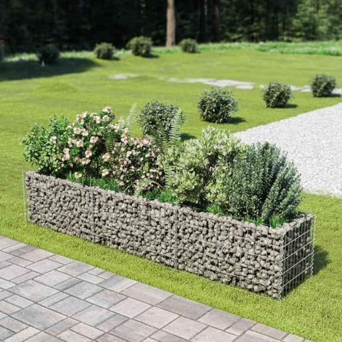 HaoChrymec Gabion Jardinière with Acier Galvanisé, Design Renforcé, Parterre Surélevé en Gabion, Panier à Pierre, Jardinière à Gabion, Jardin Extérieur, 270 x 50 x 50 cm
