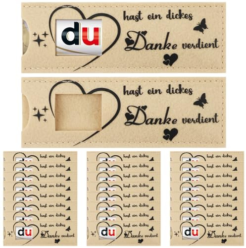 24 Stück Du hast ein dickes Danke verdient Gastgeschenke Verpackung, Hülle Filz Geschenk für Schokolade, Geschenkverpackung für Hochzeit, Taufe, Abschluss, Geburtstag, Firmenfeiern