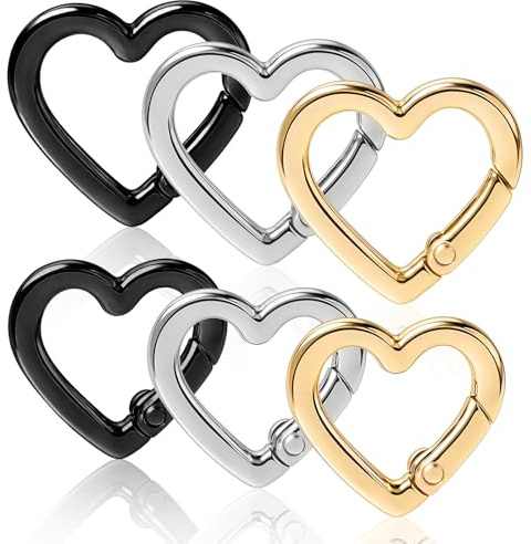Tyqour 6 Stück Herzförmige Karabiner Herz Karabinerhaken Klein 22mm+26mm Klein Carabiner Herzform Schlüsselanhänger Karabinerhaken, Herzförmiger Aluminium Karabiner Clip für Camping Angeln Wandern
