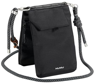 KU XIU Klein Handytasche zum Umhängen für Damen und Herren, RFID-Schutz, Nylon Wasserabweisend, Umhängetasche Brustbeutel für Reisen, Verstellbarer Schulterriemen