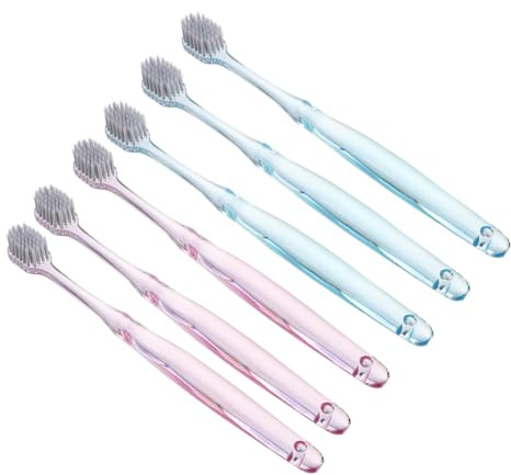 ARTSEWPLY Brosse à Dents Antimicrobienne Argentée, Poils Souples Larges, Lot de 6 Pièces pour Soins Bucco-dentaires, Brosse à Dents Classique, Usage Voyage et Domicile