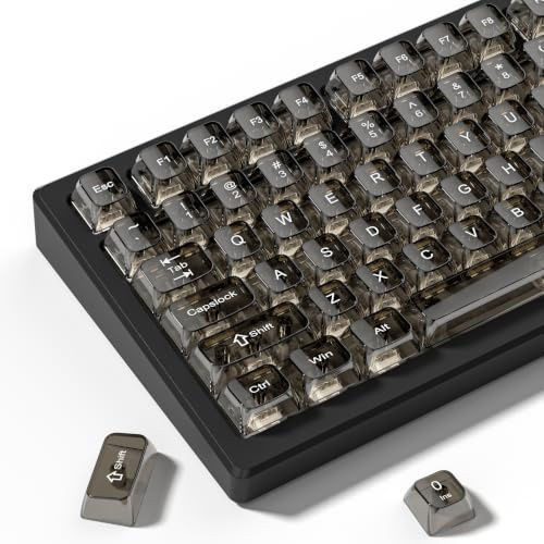 dagaladoo Black Clear keycaps,Transparent keycaps 60 75 100 Percent,Ceramic Jelly Key caps Set,Shine Through Key caps.,MDA Profile Keyboard Key Cap for Mx Switches Mechanical Keyboard(115key) | Shine Through keycap Glossy,Transparent MDA Profile Custom keycaps for Mx Switches Mechanical Keyboard(115-keys,Black)