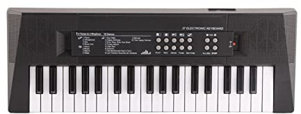 Socobeta Musikalisches Elektrisches Keyboard-Klavier mit 37 Tasten und Mikrofon, 8 Töne, 6 Lieder, 5 Rhythmen für Kinder, USB- und Batteriebetrieben, Schwarz und Weiß