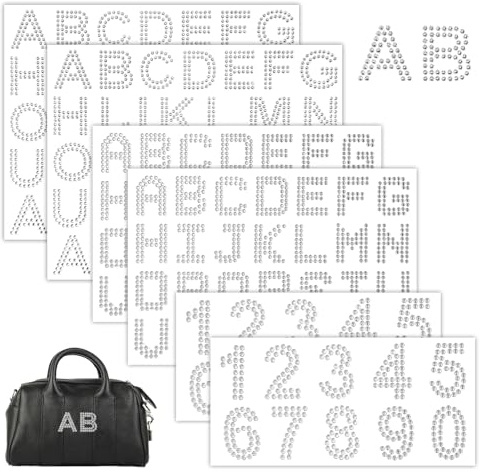 6 Blätter Strass Buchstaben Zahlen Aufkleber,Silber Glitzer Sticker,Selbstklebend DIY Buchstaben Aufkleber,für Scrapbooking Kartenherstellung Kunsthandwerk (2 Zahlen und 4 Buchstaben)