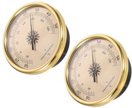UPKOCH Termometro Vintage in Metallo da Esterno e Interno Quadrante Rotondo Fahrenheit Indicatore Meteorologico da Tavolo per Giardino e Serra Stazione Meteorologica Decorativa