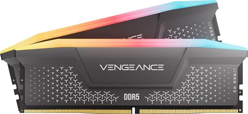 CORSAIR Vengeance RGB RS DDR5 32GB (2 x 16GB) Bis zu 5200MHz AMD Intel RAM | Arbeitsspeicher für Gaming-PCs, Kompatibel mit AMD EXPO und Intel XMP 3.0, CL40, Grau, CMG32GX5M2B5200Z40