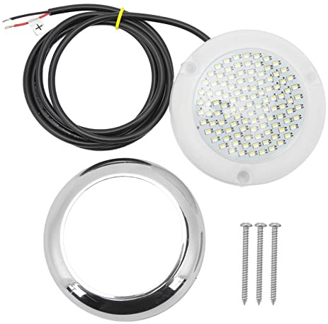 Zonizforceal Luz subacuática para barcos de 108 LED, luz marina impermeable de doble color blanco y azul, 12 V, con anillo de acero inoxidable 316, sumergible según IP68, ideal para yates,