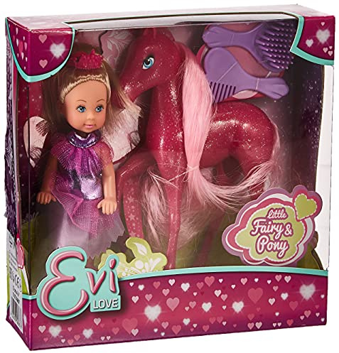 Simba 105738667 - Evi Love Little Fairy & Pony, Spielpuppe als Prinzessin mit Fantasie Pferd, 12cm, ab 3 Jahre