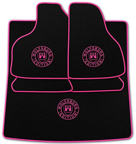 Passgenaue Fußmatten aus schwarz-Nadelfilz (Q100) mit Print WOB Rand und Druck Farben kann gewählt werden