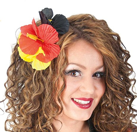 KarnevalsTeufel Deutschland Haarschmuck Schwarz-Rot-Gold mit Blüten | Deutschland Haarschmuck mit Blüten in Schwarz-Rot-Gold für EM, WM, Public Viewing und Fußballfans.