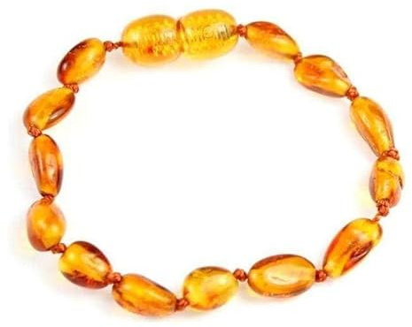 SilverAmber nytt baltisk bärnsten vristlänk armband konjak – handgjort 100 % äkta bärnstensfärgade pärlor – premiumkvalitet – storlekar 12–26 cm, TYg