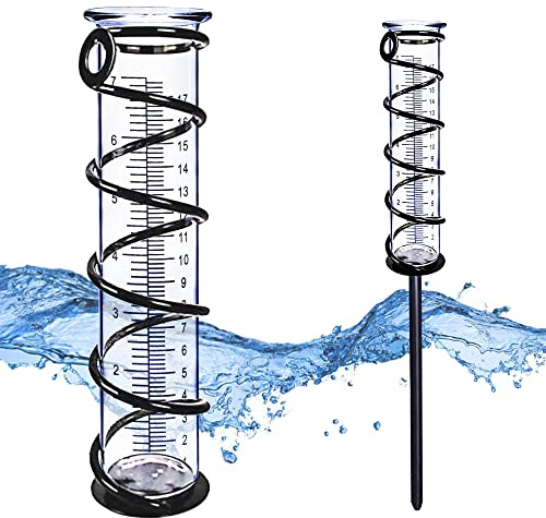 BIUWING Regenmesser, Regenmesser Outdoor, Regenmesser im Freien, am besten bewertet für Hof mit Pfahl, Regenwasserzähler Messung mit Metallrahmen, dekorativ für Garten, Deck, Rasen, Landschaft