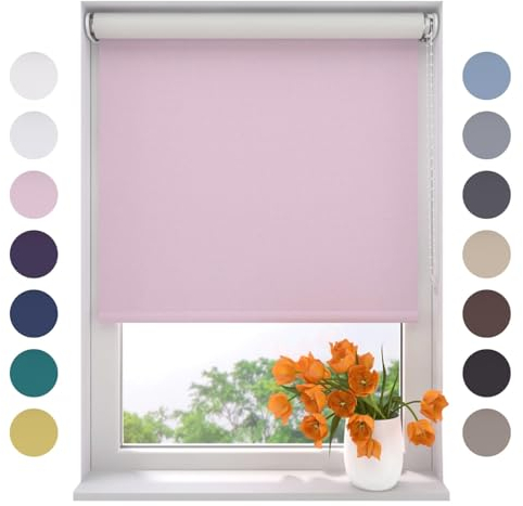 Radeco® Verdunkelungsrollo 60 x 190 cm rosa, Größen von 40 bis 240 Breite, ohne Bohren möglich, Rollo wandmontage, Rollo 60 cm breit, Fenster rollos für innen, rollos für Fenster