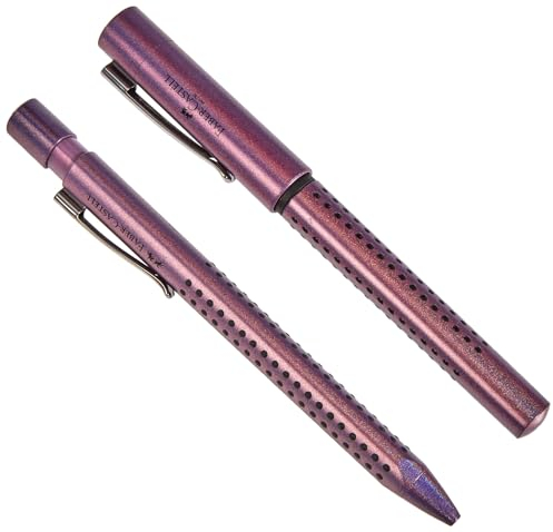 Faber-Castell 201534 - Schreibset Grip Edition Glam, mit Kugelschreiber und Füller, Federbreite M, violet