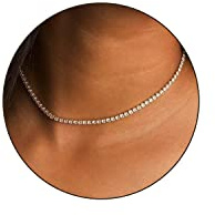 LULII Tennis-Halsketten für Damen, 14 Karat vergoldetes Silber, Kunstdiamant-Halsreif, zierliche Zirkonia-Kette für Frauen, Strass-Choker