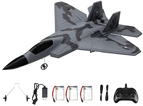 Dickly Avion télécommandé F22 Fighter fabriqué en, Avion RC électrique, résistant aux Chocs, Facile à Piloter, adapté aux Enfants et aux débutants.