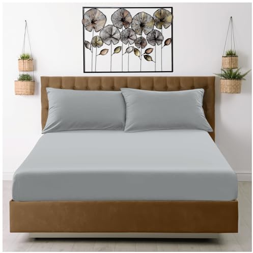 GC GAVENO CAVAILIA Fitted Sheet Single Bed (91 x 190cm) - Grey Bedding Sheets - Plain Dyed Microfiber Bed Sheets Single - (10 inch) 25cm Deep Pocket Bottom Sheet - Easycare - Wrinkle & Fade Resistant