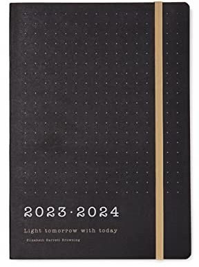 Letts Eco Writers Zitate A5 akademischer Terminplaner 2023/2024 Wochenansicht, schwarzes Kraftpapier