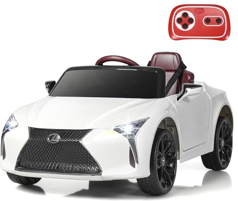 COSTWAY Lexus Elektroauto für Kinder, 12V Kinderauto Elektrisch mit 2,4G Fernsteuerung & LED Leuchten & Musik & USB, Elektro Auto für Kinder ab 3 Jahren (Weiß)