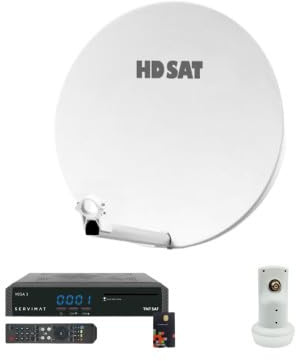 Pack HDSAT Parabole Satellite Fibre Composite Blanche 60cm + LNB Single + Vega 3 Récepteur TV Satellite Full HD + Carte