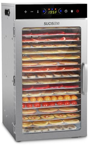 Food Dehydrator Machine 18 Stainless Steel Trays 1000W Commercial Food Dehydrator with 24H Digital Timer LED Temperature Control Food Dryer Beef Jerky Maker for Dehydrated Meat Fruit Herb