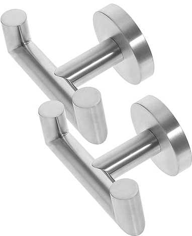 ETHZZLE 2 Stück Edelstahl Wandhaken Metall Kleider Handtuchhaken Gebürstet Kompakt Für Bad Küche Und Schlafzimmer