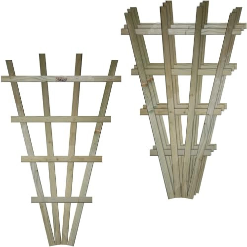 Small Fan Shaped Pack of 4 2x3ft (W: 2ft x H: 3ft) Frameless Decorative Lattice Trellis Panel Plant Grown Wall/Fence Art with Large Standard Squares Width 610mm x Height: 990mm