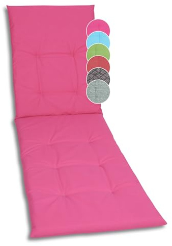 GO-DE Textil Bequeme und attraktive Polsterauflagen für Gartenliegen (Einzelset, Uni Pink, Liegenauflage)