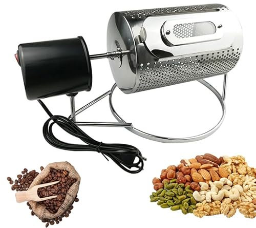 Electric Coffee Roaster, Stainless Steel Drum, 250g Capacity, Visible Window, Dried Fruit and Bean Frying Machine for Home and Cafe Use