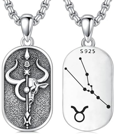 enjoylifecreative Taurus Zodiac Sign Necklaces 925 Sterling Silver Constellations Pendant Chain Horoscope Astrology Jewellery Gifts for Men