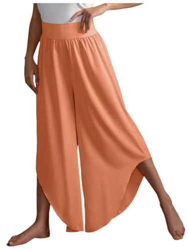 Jupe Culotte Femme Décontractée Longue Taille Elastique Chic Large Jupe Culotte Été Léger Fluide Pantalon Ample Pantalons pour Yoga & Sport