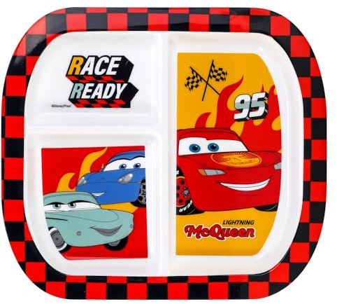 Cars 3 Section Reusable Childrens Kids Toddlers Divided Breakfast Lunch Dinner Plate