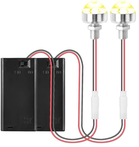 RDTOK 2 Stück Mini LED Licht Puppenhaus Beleuchtung mit Batteriehalter – Warmweiß Miniatur Lampe Batteriebetrieben, Micro LED Lichter für Modellbau, DIY Mini Lampe Puppenhaus Zubehör