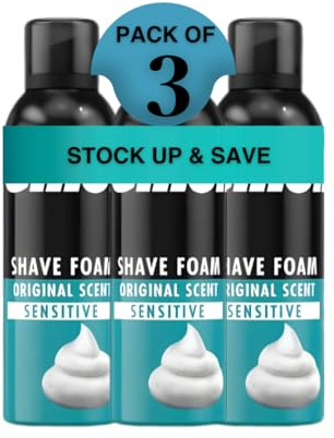Classic Sensitive Skin Shaving Foam, 200ml – Pack of 3 for Gentle and Effective Shaving with Soothing Formula to Prevent Irritation and Ensure a Smooth, Comfortable Shave Every Time