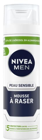 NIVEA MEN Peau Sensible Mousse à Raser (200 ml), crème de rasage enrichie en camomille et en hamamélis, soin rasage 0% alcool pour homme