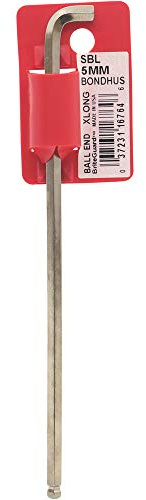 Bondhus 16764 5 mm de punta de bola juego de llaves Allen Allen con Briteguard acabado, Tagged y barcoded, brazo largo