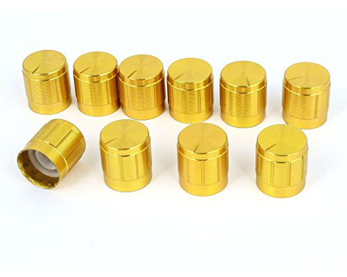 uxcell 10pcs 6mm Hole Dia Light Lamp Dimmer Control Rotary Knob Cap Gold Tone