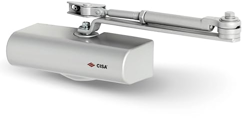 CISA Smart Plus 2 - Chiudiporta con Arresto 1C141603090 - Chiudi porta con Velocità di chiusura Regolabile - Chiudiporta Color Alluminio con carter in ABS - Porte Max 80 kg