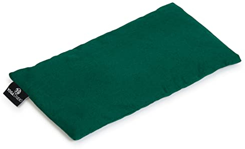 Yoga Studio Eye Pillow | 100% Organic Cotton Cover | Unscented Linseed Yoga Pillow | Stress Relief Weighted Eye Mask for Yoga, Relaxation, Tired Eyes, & Headaches (Green)