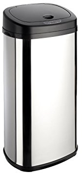 Dihl 42L Onyx Chrome with Black Lid Stainless Steel Auto Touchless Hands-Free Sensor Kitchen Waste Dust Bin Automatic Motor