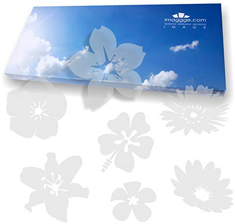 Autocollants anti-collision pour portes vitrées (18 fleurs) - Evitent les chocs d'oiseaux ou heurts de personnes sur les vitres - Couleur Sablé dépoli translucide