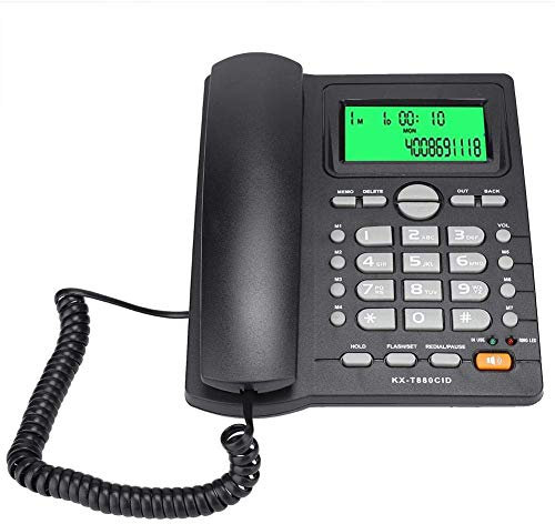 VBESTLIFE Home Corded Phone, KX-T880C Big Button Mute Function Desk Phone with Caller ID Display Landline Telephone Fixed Telephone for Home Office Hotel, No Battery (Black)