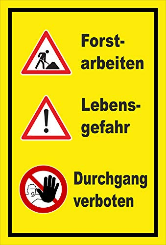 Melis-Folienwerkstatt Schild Forstarbeiten - Lebensgefahr - 60x40cm - Bohrlöcher - 3mm Aluverbund – 20 VAR S00359-163-C